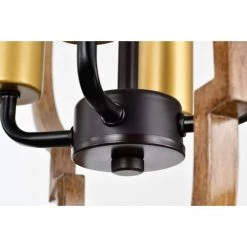 Ason 16 in. 4-Light Indoor Matte Black and Faux Wood Grain Finish Pendant with Light Kit by Warehouse of Tiffany -Warehouse of Tiffany Shop matte black warehouse of tiffany chandeliers md51 4 fa 1000
