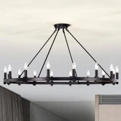 Elijah 47.2 in. 16-Light Matte Black Indoor Chandelier with Light Kit by Warehouse of Tiffany 10 Elijah 47.2 in. 16-Light Matte Black Indoor Chandelier with Light Kit by Warehouse of Tiffany -Warehouse of Tiffany Shop matte black warehouse of tiffany chandeliers md64 16mb 4f 1000