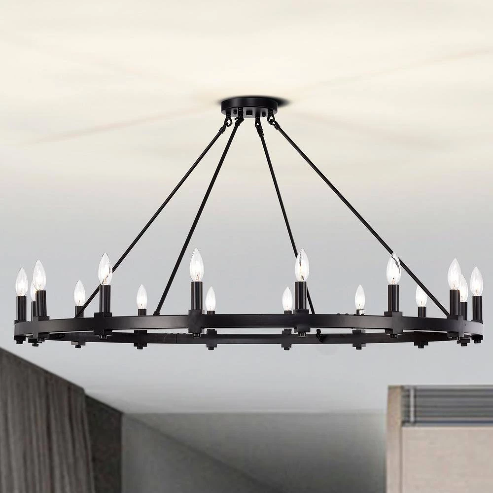 Elijah 47.2 in. 16-Light Matte Black Indoor Chandelier with Light Kit by Warehouse of Tiffany 5 Elijah 47.2 in. 16-Light Matte Black Indoor Chandelier with Light Kit by Warehouse of Tiffany - Image 3