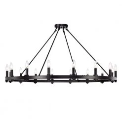 Elijah 47.2 in. 16-Light Matte Black Indoor Chandelier with Light Kit by Warehouse of Tiffany