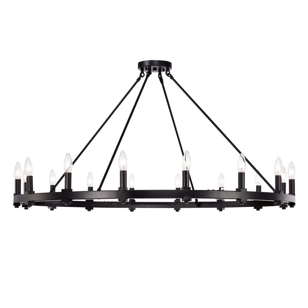 Elijah 47.2 in. 16-Light Matte Black Indoor Chandelier with Light Kit by Warehouse of Tiffany 3 Elijah 47.2 in. 16-Light Matte Black Indoor Chandelier with Light Kit by Warehouse of Tiffany