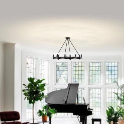 Casey 31.5 in. 8-Light Matte Black Indoor Chandelier with Light Kit by Warehouse of Tiffany -Warehouse of Tiffany Shop matte black warehouse of tiffany chandeliers md64 8mb 31 1000