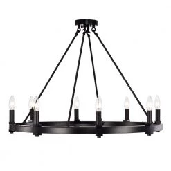 Casey 31.5 in. 8-Light Matte Black Indoor Chandelier with Light Kit by Warehouse of Tiffany