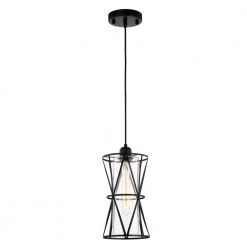 Antonia 7 in. 1-Light Indoor Matte Black Shaded Pendant Ceiling Light by Warehouse of Tiffany 17 Antonia 7 in. 1-Light Indoor Matte Black Shaded Pendant Ceiling Light by Warehouse of Tiffany -Warehouse of Tiffany Shop matte black warehouse of tiffany chandeliers pd034mb 1f 1000