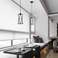 Antonia 7 in. 1-Light Indoor Matte Black Shaded Pendant Ceiling Light by Warehouse of Tiffany 21 Antonia 7 in. 1-Light Indoor Matte Black Shaded Pendant Ceiling Light by Warehouse of Tiffany -Warehouse of Tiffany Shop matte black warehouse of tiffany chandeliers pd034mb 31 1000