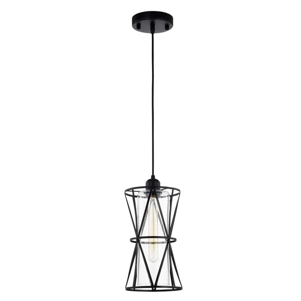 Antonia 7 in. 1-Light Indoor Matte Black Shaded Pendant Ceiling Light by Warehouse of Tiffany 3 Antonia 7 in. 1-Light Indoor Matte Black Shaded Pendant Ceiling Light by Warehouse of Tiffany
