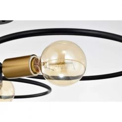 Lucina 25 in. 3-Light Indoor Matte Black Semi-Flush Mount Ceiling Light with Light Kit and Remote by Warehouse of Tiffany -Warehouse of Tiffany Shop matte black warehouse of tiffany flush mount lights 2031 3bg fa 1000