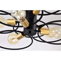 Camilla 28 in. 9-LightIndoor Matte Black Semi-Flush Mount Ceiling Light with Light Kit and Remote by Warehouse of Tiffany -Warehouse of Tiffany Shop matte black warehouse of tiffany flush mount lights 2031 9bg 1d 1000