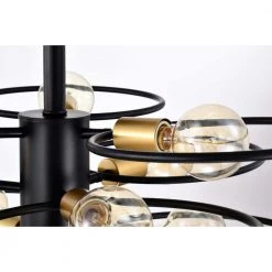 Camilla 28 in. 9-LightIndoor Matte Black Semi-Flush Mount Ceiling Light with Light Kit and Remote by Warehouse of Tiffany -Warehouse of Tiffany Shop matte black warehouse of tiffany flush mount lights 2031 9bg 44 1000