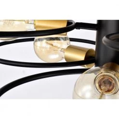 Camilla 28 in. 9-LightIndoor Matte Black Semi-Flush Mount Ceiling Light with Light Kit and Remote by Warehouse of Tiffany -Warehouse of Tiffany Shop matte black warehouse of tiffany flush mount lights 2031 9bg 76 1000