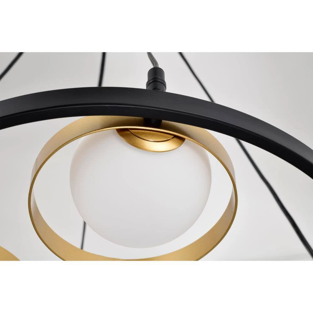 Pomponia 18 in. 4-Light Indoor Matte Black and Satin Gold Semi-Flush Mount Chandelier with Light Kit by Warehouse of Tiffany 5 Pomponia 18 in. 4-Light Indoor Matte Black and Satin Gold Semi-Flush Mount Chandelier with Light Kit by Warehouse of Tiffany - Image 3