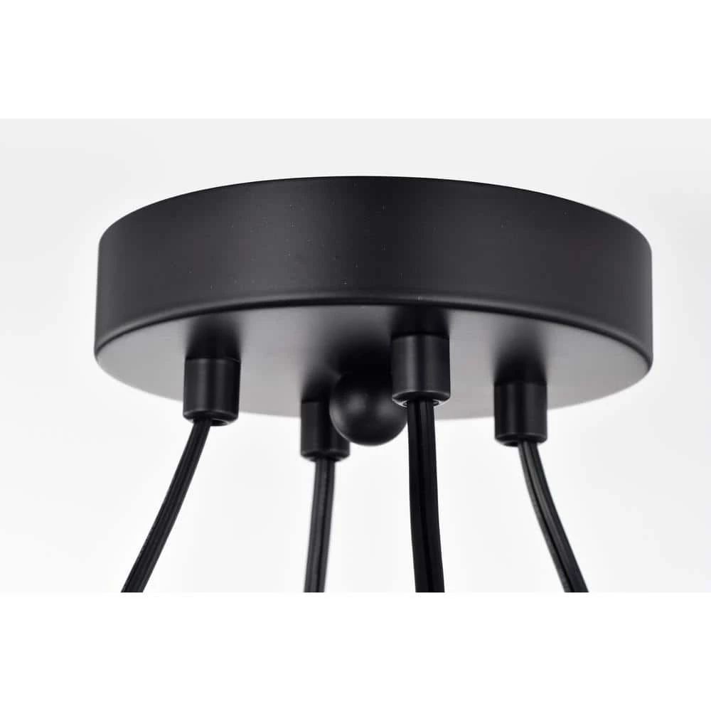 Pomponia 18 in. 4-Light Indoor Matte Black and Satin Gold Semi-Flush Mount Chandelier with Light Kit by Warehouse of Tiffany 8 Pomponia 18 in. 4-Light Indoor Matte Black and Satin Gold Semi-Flush Mount Chandelier with Light Kit by Warehouse of Tiffany - Image 6