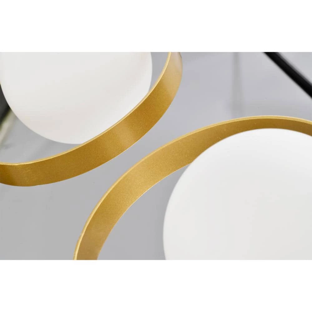 Pomponia 18 in. 4-Light Indoor Matte Black and Satin Gold Semi-Flush Mount Chandelier with Light Kit by Warehouse of Tiffany 4 Pomponia 18 in. 4-Light Indoor Matte Black and Satin Gold Semi-Flush Mount Chandelier with Light Kit by Warehouse of Tiffany - Image 2