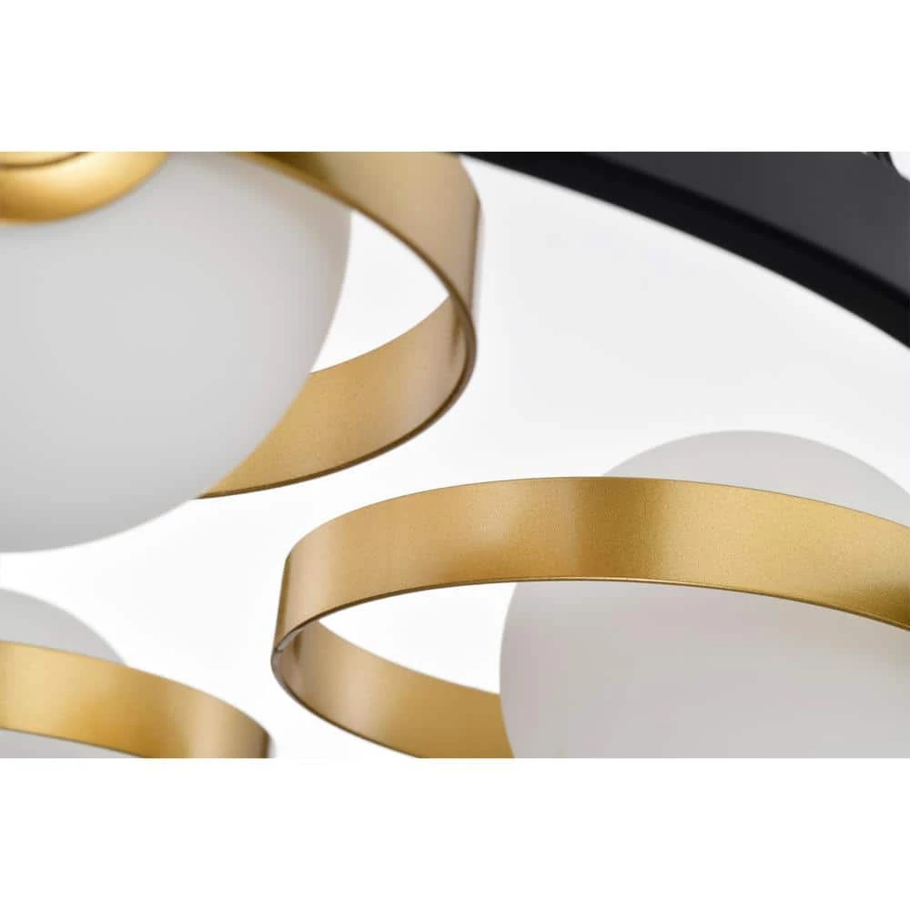 Pomponia 18 in. 4-Light Indoor Matte Black and Satin Gold Semi-Flush Mount Chandelier with Light Kit by Warehouse of Tiffany 10 Pomponia 18 in. 4-Light Indoor Matte Black and Satin Gold Semi-Flush Mount Chandelier with Light Kit by Warehouse of Tiffany - Image 8