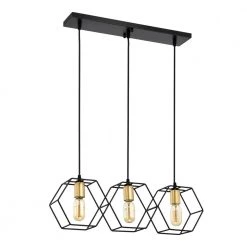 Horatia 24 in. 3-Light Indoor Matte Black and Satin Gold Semi Flush Mount Chandelier with Light Kit by Warehouse of Tiffany