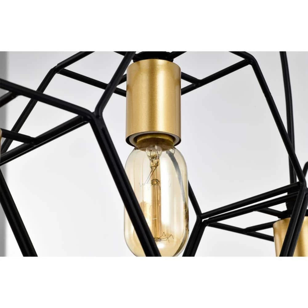 Berenice 33 in. 5-Light Indoor Matte Black and Satin Gold Semi Flush Mount Chandelier with Light Kit by Warehouse of Tiffany 5 Berenice 33 in. 5-Light Indoor Matte Black and Satin Gold Semi Flush Mount Chandelier with Light Kit by Warehouse of Tiffany - Image 3