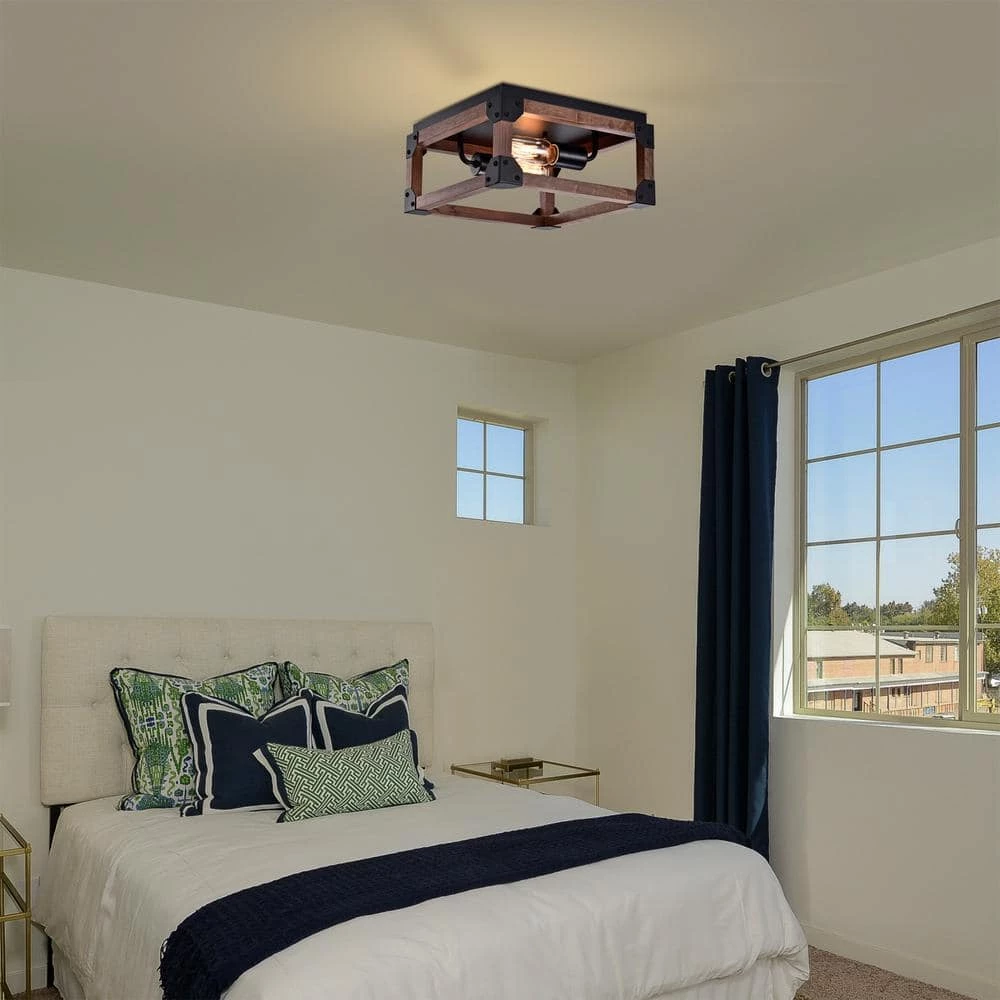 Irmana 12 in. 2-Light Indoor Brown and Matte Black Flush Mount with Light Kit by Warehouse of Tiffany 11 Irmana 12 in. 2-Light Indoor Brown and Matte Black Flush Mount with Light Kit by Warehouse of Tiffany - Image 9