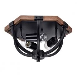 Fiona 12 in. 3-Light Indoor Matte Black and Faux Wood Grain Finish Flush Mount with Light Kit by Warehouse of Tiffany -Warehouse of Tiffany Shop matte black warehouse of tiffany flush mount lights 2043 3fm c3 1000