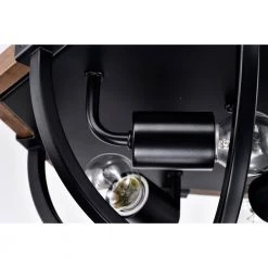 Fiona 12 in. 3-Light Indoor Matte Black and Faux Wood Grain Finish Flush Mount with Light Kit by Warehouse of Tiffany -Warehouse of Tiffany Shop matte black warehouse of tiffany flush mount lights 2043 3fm fa 1000