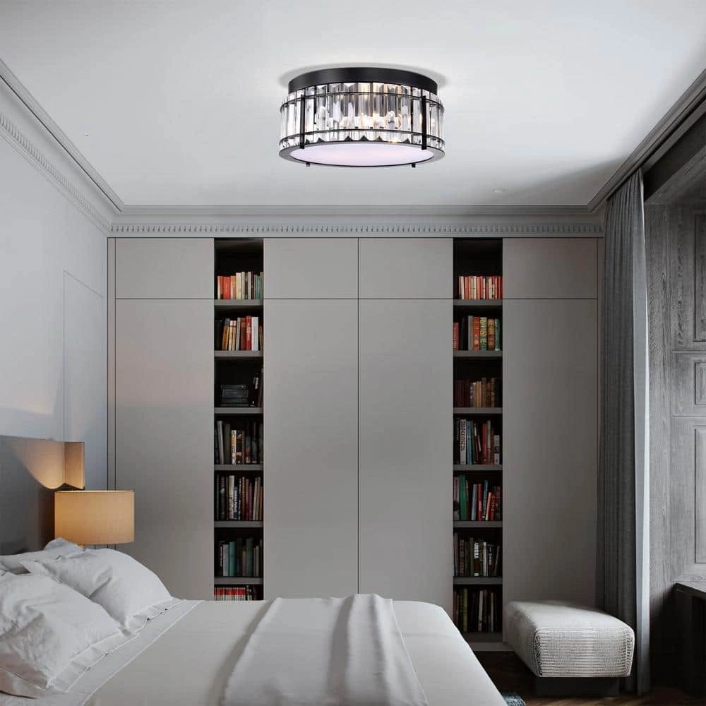 Kiyoko 12 in. 2-Light Indoor Matte Black Flush Mount with Light Kit by Warehouse of Tiffany 11 Kiyoko 12 in. 2-Light Indoor Matte Black Flush Mount with Light Kit by Warehouse of Tiffany - Image 9