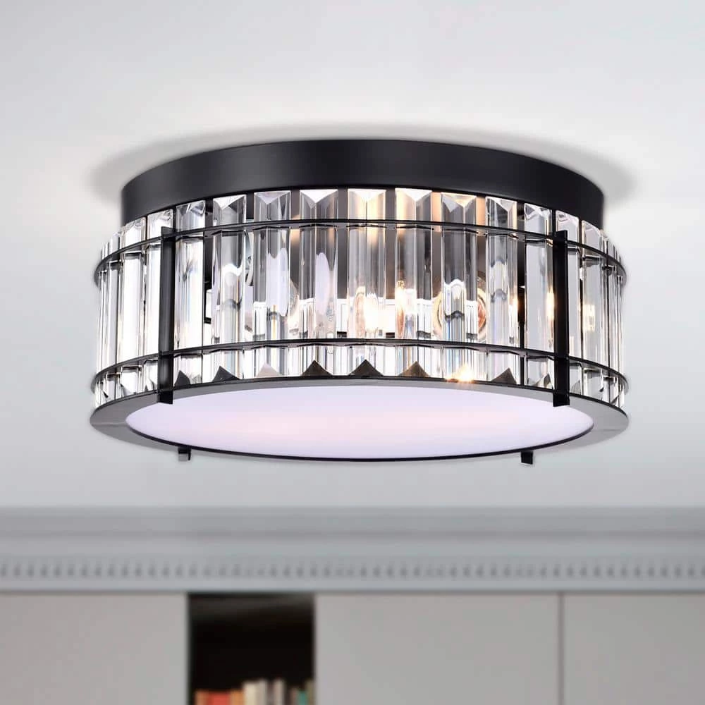 Kiyoko 12 in. 2-Light Indoor Matte Black Flush Mount with Light Kit by Warehouse of Tiffany 3 Kiyoko 12 in. 2-Light Indoor Matte Black Flush Mount with Light Kit by Warehouse of Tiffany