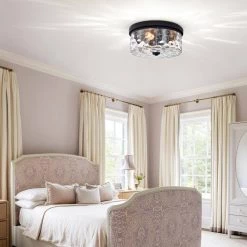 Moira 12 in. 2-Light Indoor Matte Black Finish Flush Mount with Light Kit by Warehouse of Tiffany -Warehouse of Tiffany Shop matte black warehouse of tiffany flush mount lights 3004 2fma 31 1000