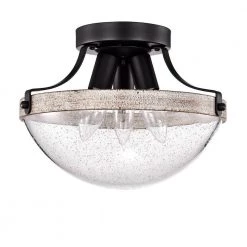 Aimie 8 in. 1-Light Indoor Matte Black Semi-Flush Mount Ceiling Light with Light Kit by Warehouse of Tiffany -Warehouse of Tiffany Shop matte black warehouse of tiffany flush mount lights cd006 3bk 44 1000