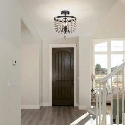 Valentina 12 in. Bohemian Bead Semi Flush Mount 3-Light by Warehouse of Tiffany -Warehouse of Tiffany Shop matte black warehouse of tiffany flush mount lights cd019 3mb 31 1000