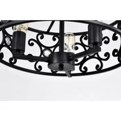 Theofy 18 in. 3-Light Indoor Matte Black Finish Semi-Flush Mount Ceiling Light with Light Kit by Warehouse of Tiffany -Warehouse of Tiffany Shop matte black warehouse of tiffany flush mount lights cd030 3bl 1d 1000