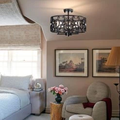 Theofy 18 in. 3-Light Indoor Matte Black Finish Semi-Flush Mount Ceiling Light with Light Kit by Warehouse of Tiffany -Warehouse of Tiffany Shop matte black warehouse of tiffany flush mount lights cd030 3bl 31 1000