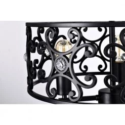 Theofy 18 in. 3-Light Indoor Matte Black Finish Semi-Flush Mount Ceiling Light with Light Kit by Warehouse of Tiffany -Warehouse of Tiffany Shop matte black warehouse of tiffany flush mount lights cd030 3bl 44 1000