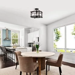 Sania 11 in. 4-Light Indoor Matte Black Semi-Flush Mount Light with Light Kit by Warehouse of Tiffany -Warehouse of Tiffany Shop matte black warehouse of tiffany flush mount lights cm242 4mc 31 1000