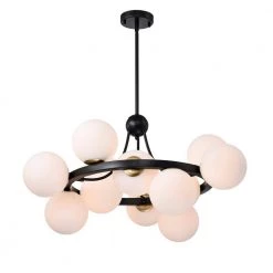 Coraline 30 in. 12-Light Indoor Matte Black Finish Flush Mount Chandelier with Light Kit by Warehouse of Tiffany -Warehouse of Tiffany Shop matte black warehouse of tiffany flush mount lights fd10017 12kb 4f 1000