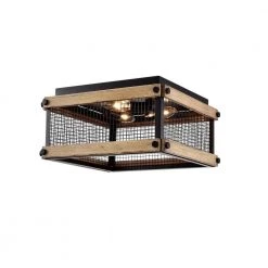 Fynn 8 in. 3-Light Indoor Matte Black Finish Flush Mount Light with Light Kit by Warehouse of Tiffany