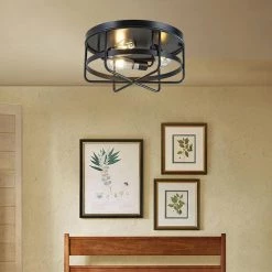 Willa 7 in. 3-Light Indoor Matte Black Flush Mount Light with Light Kit by Warehouse of Tiffany -Warehouse of Tiffany Shop matte black warehouse of tiffany flush mount lights wsd009 31 1000
