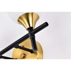 Trinity 14 in. 2-Light Indoor Matte Black and Brass Finish Wall Sconce with Light Kit by Warehouse of Tiffany -Warehouse of Tiffany Shop matte black warehouse of tiffany wall sconces 3003 2w 1d 1000