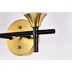 Trinity 14 in. 2-Light Indoor Matte Black and Brass Finish Wall Sconce with Light Kit by Warehouse of Tiffany -Warehouse of Tiffany Shop matte black warehouse of tiffany wall sconces 3003 2w 76 1000