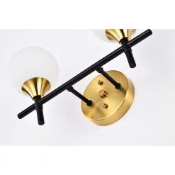 Trinity 14 in. 2-Light Indoor Matte Black and Brass Finish Wall Sconce with Light Kit by Warehouse of Tiffany -Warehouse of Tiffany Shop matte black warehouse of tiffany wall sconces 3003 2w fa 1000