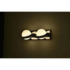 Duo 14 in. 2-Light Indoor Matte Black and Matte Gold Wall Sconce with Light Kit by Warehouse of Tiffany -Warehouse of Tiffany Shop matte black warehouse of tiffany wall sconces 3008 2wa 1f 1000