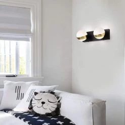 Duo 14 in. 2-Light Indoor Matte Black and Matte Gold Wall Sconce with Light Kit by Warehouse of Tiffany -Warehouse of Tiffany Shop matte black warehouse of tiffany wall sconces 3008 2wa 31 1000