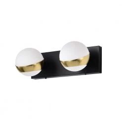 Duo 14 in. 2-Light Indoor Matte Black and Matte Gold Wall Sconce with Light Kit by Warehouse of Tiffany -Warehouse of Tiffany Shop matte black warehouse of tiffany wall sconces 3008 2wa 4f 1000