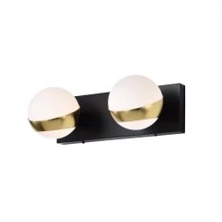 Duo 14 in. 2-Light Indoor Matte Black and Matte Gold Wall Sconce with Light Kit by Warehouse of Tiffany -Warehouse of Tiffany Shop matte black warehouse of tiffany wall sconces 3008 2wa c3 1000