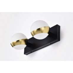 Duo 14 in. 2-Light Indoor Matte Black and Matte Gold Wall Sconce with Light Kit by Warehouse of Tiffany -Warehouse of Tiffany Shop matte black warehouse of tiffany wall sconces 3008 2wa fa 1000