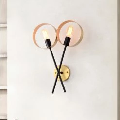 2-Light Matte Black Shahar 14 in. Modern Wall Scone by Warehouse of Tiffany -Warehouse of Tiffany Shop matte black warehouse of tiffany wall sconces wd026 2c c3 1000