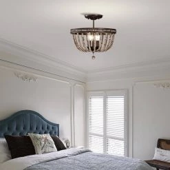 Ovid 16 in. 3-Light Indoor Matte Brown Semi-Flush Mount Light with Light Kit by Warehouse of Tiffany -Warehouse of Tiffany Shop matte brown warehouse of tiffany flush mount lights imc816b 3 31 1000