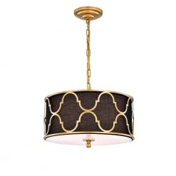 Marcelo 43 in. 3-Light Indoor Matte Gold and Black Finish Chandelier with Light Kit by Warehouse of Tiffany