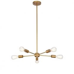 Walt 21.7 in. 5-Light Indoor Matte Gold Chandelier with Light Kit by Warehouse of Tiffany