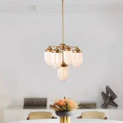 Kit 16.8 in. 5-Light Indoor Matte Gold Chandelier with Light Kit by Warehouse of Tiffany -Warehouse of Tiffany Shop matte gold warehouse of tiffany chandeliers 2006 5p 4f 1000