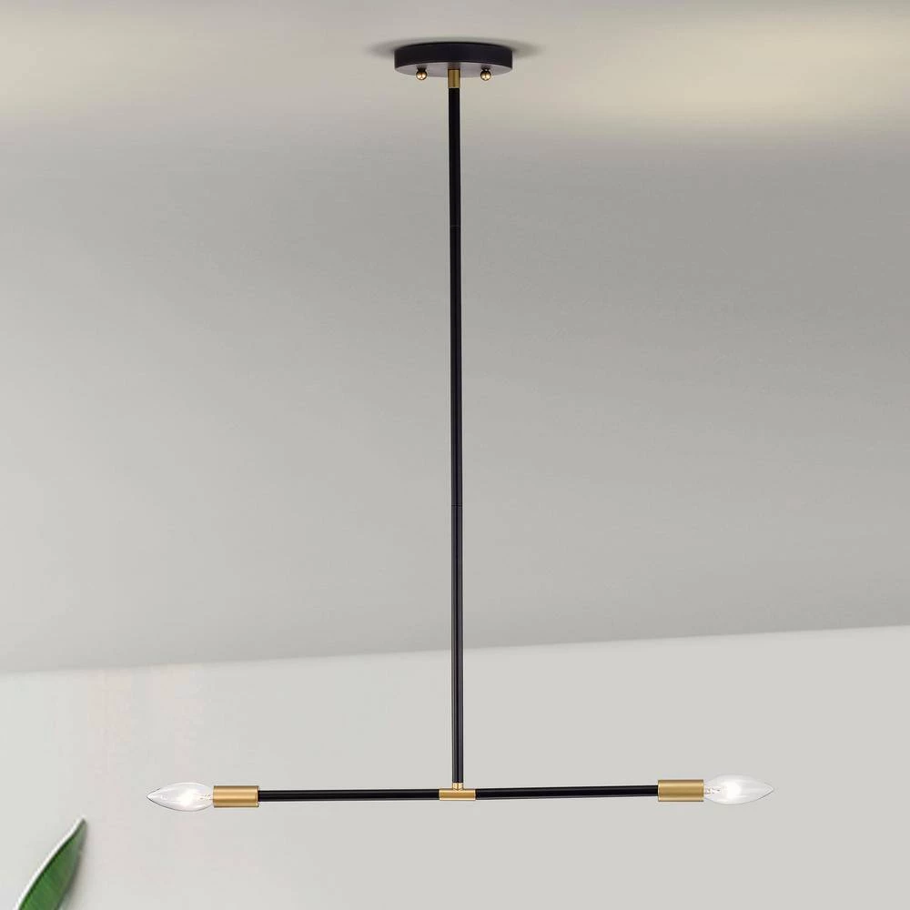 Cari 0.75 in. 2-Light Indoor Matte Gold Chandelier with Light Kit by Warehouse of Tiffany 5 Cari 0.75 in. 2-Light Indoor Matte Gold Chandelier with Light Kit by Warehouse of Tiffany - Image 3