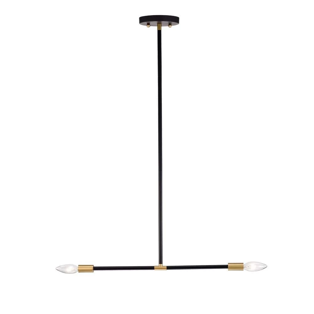 Cari 0.75 in. 2-Light Indoor Matte Gold Chandelier with Light Kit by Warehouse of Tiffany 3 Cari 0.75 in. 2-Light Indoor Matte Gold Chandelier with Light Kit by Warehouse of Tiffany